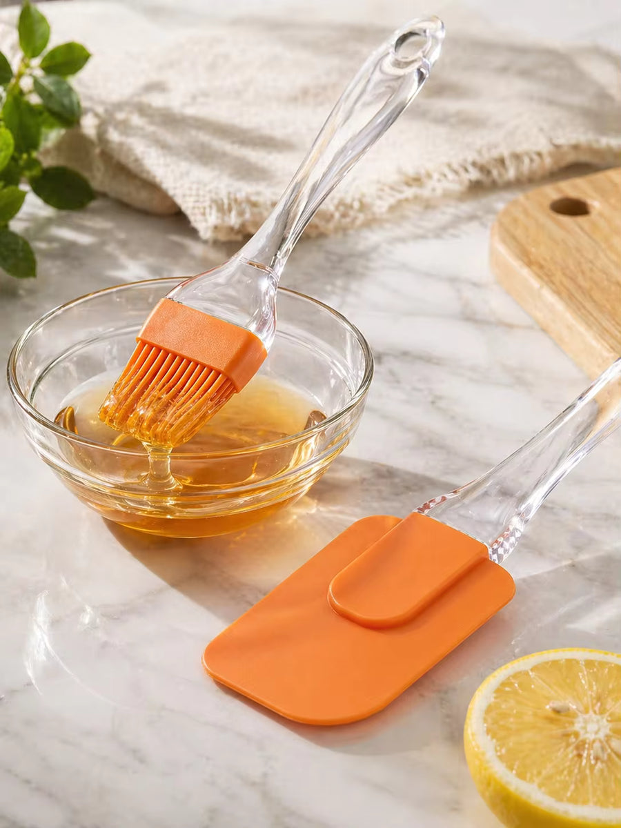 2 Sets 4pcs Silicone Pastry Brush & Spatula Set, Oil Brush And Scraper For BBQ, Baking, Kitchen Cooking Tools